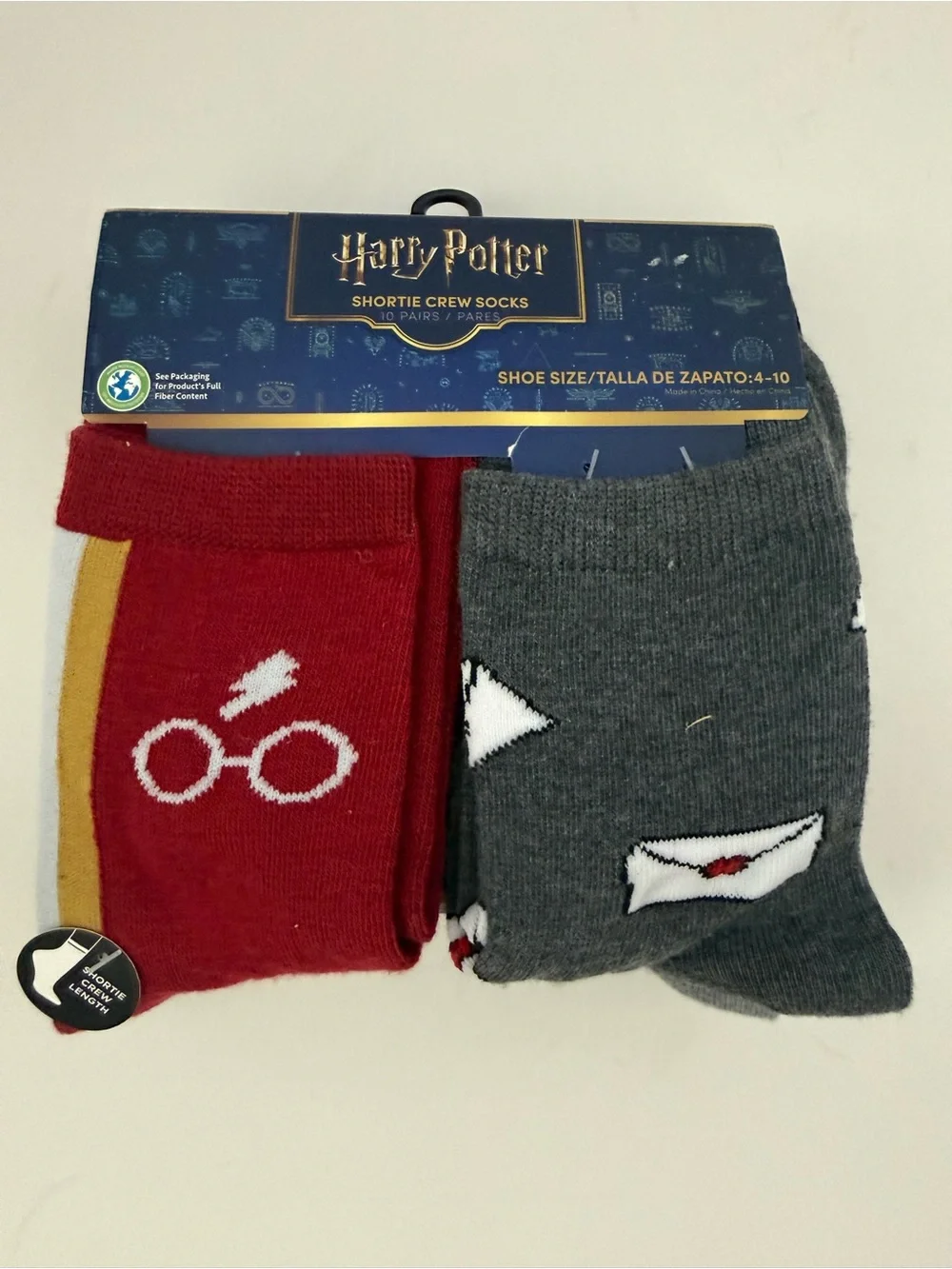 NWT Harry Potter Shortie Crew Socks 10 Pair Set Hogwarts Shoe Size 4-10